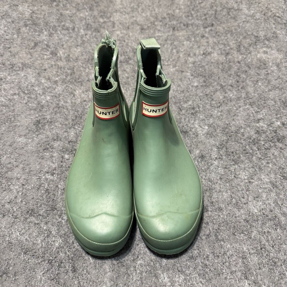 Hunter Womens Chelsea Rain Boots Size 6/7? Green Waterproof Rubber Elastic - Picture 2 of 11